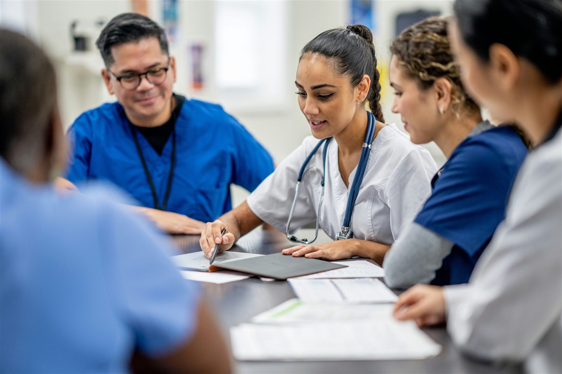 A clinical care team collaborating